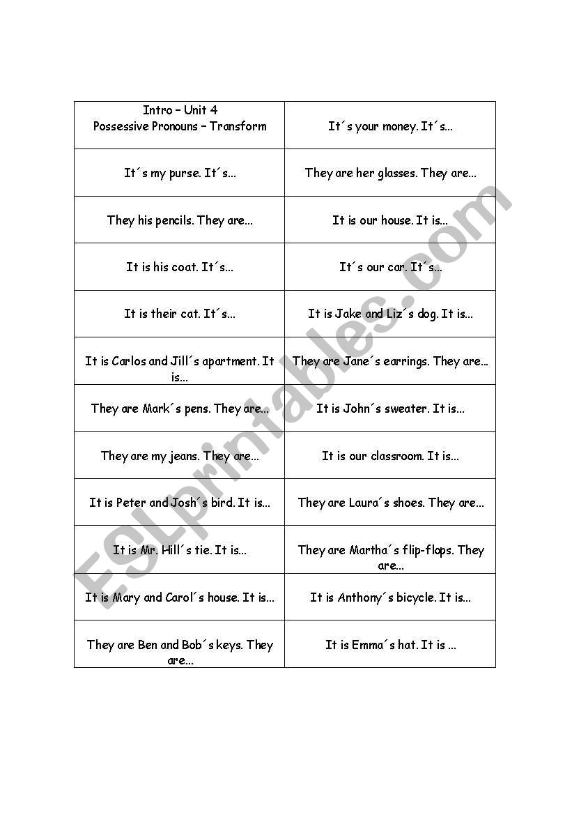 SLIPS INTRO A UNIT 4 worksheet SLIPS INTRO A UNIT 4 worksheet