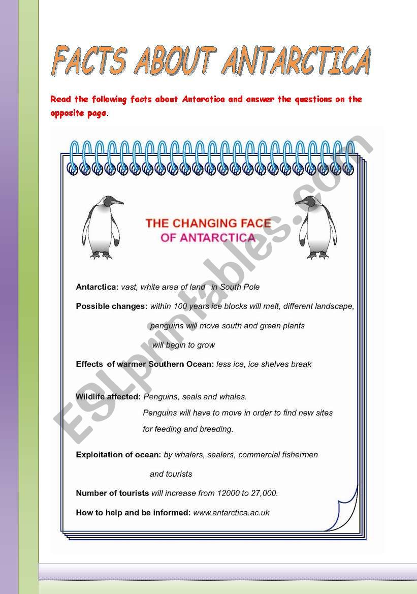 Facs about Antarctica worksheet