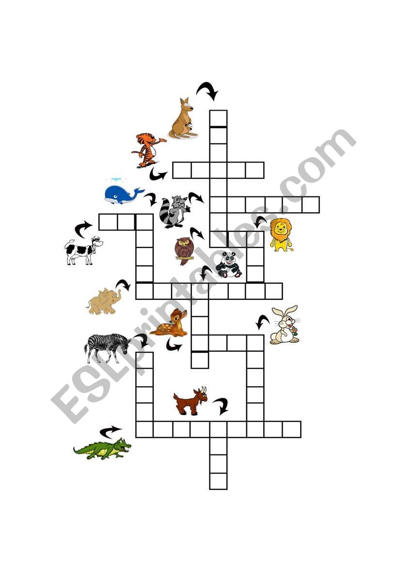 animals crossword worksheet