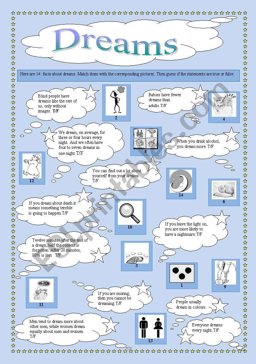 Facts about dreams worksheet