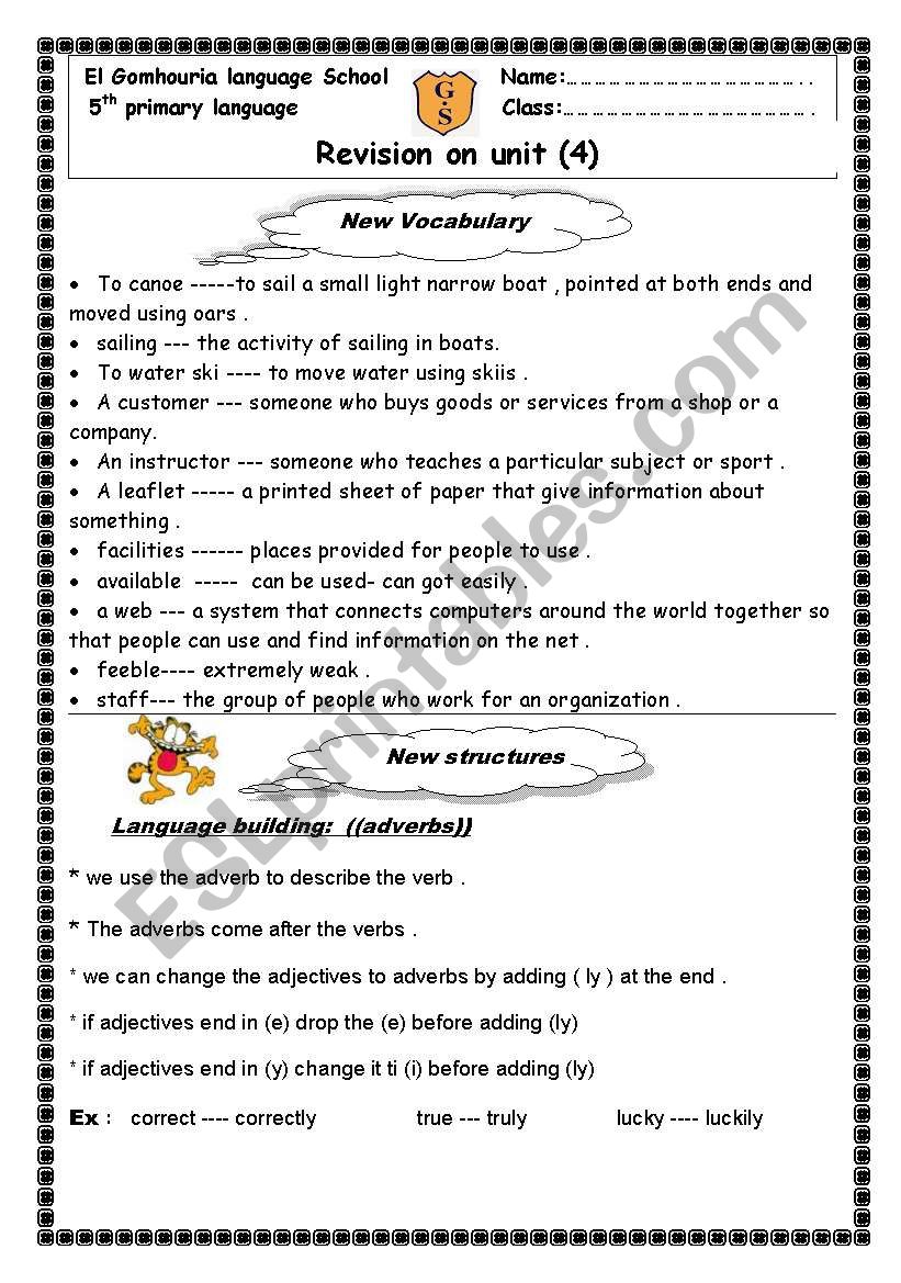 revision on unit 4 macmillan 5 