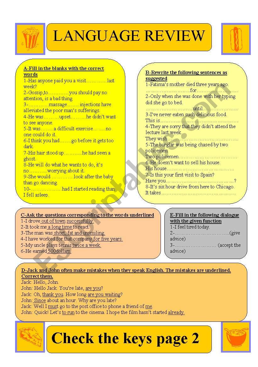 Language review worksheet