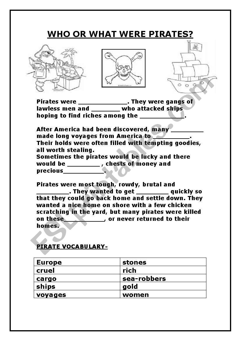 Who or what were pirates? worksheet