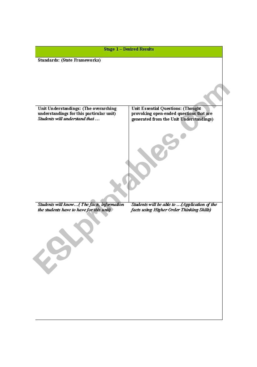 Standards Based Lesson Plan Template