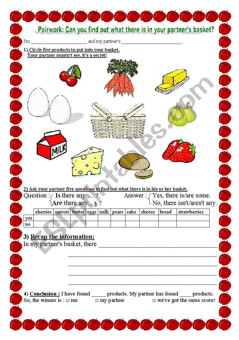 some/any pairwork worksheet