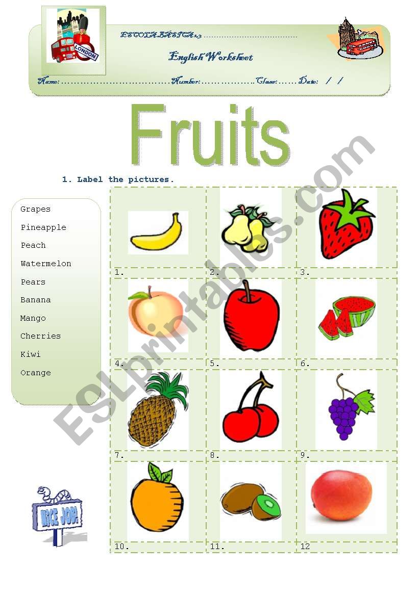 Fruits worksheet