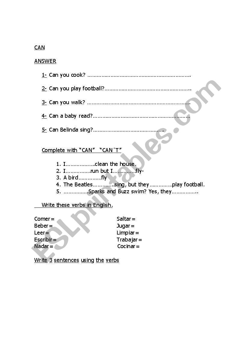 can worksheet