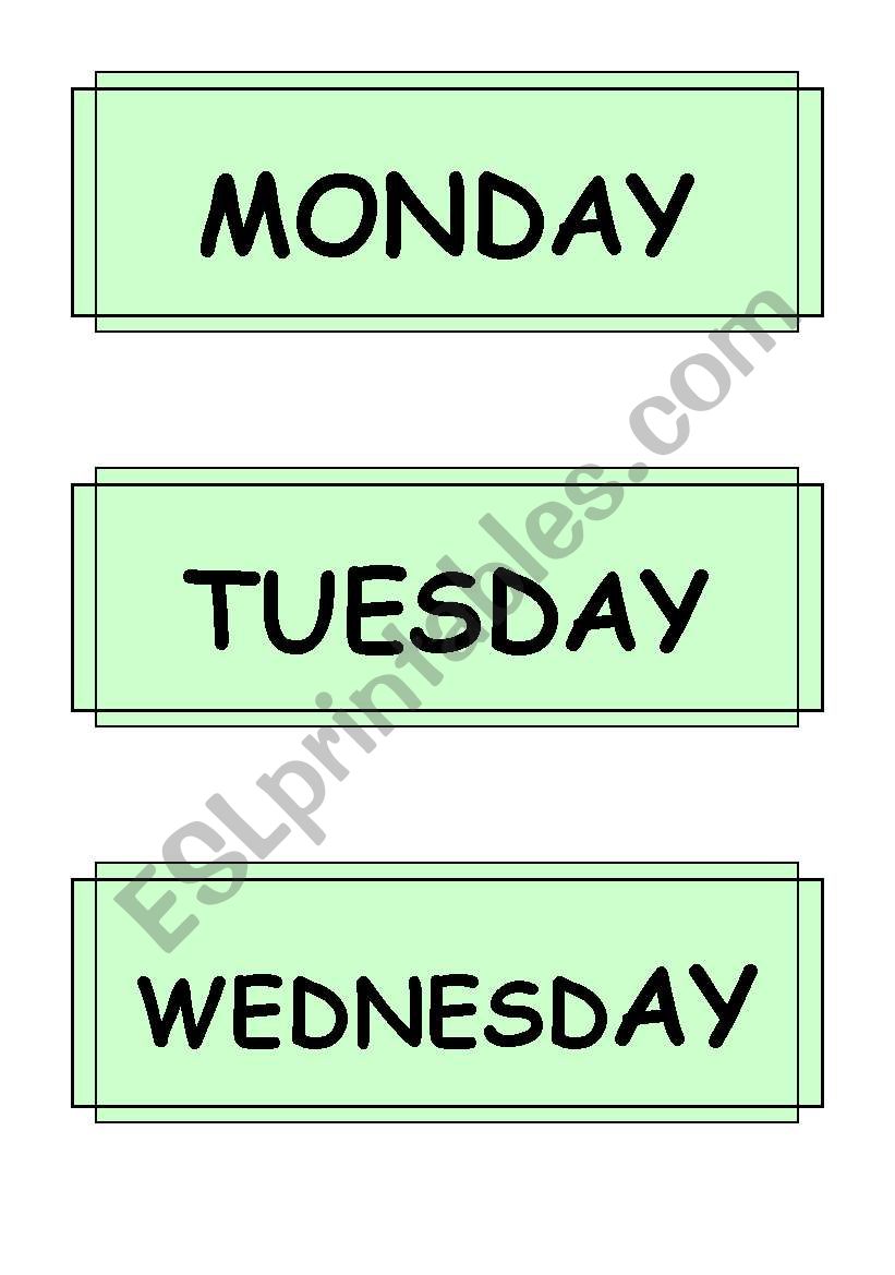 Days Of The Week - Flashcards worksheet