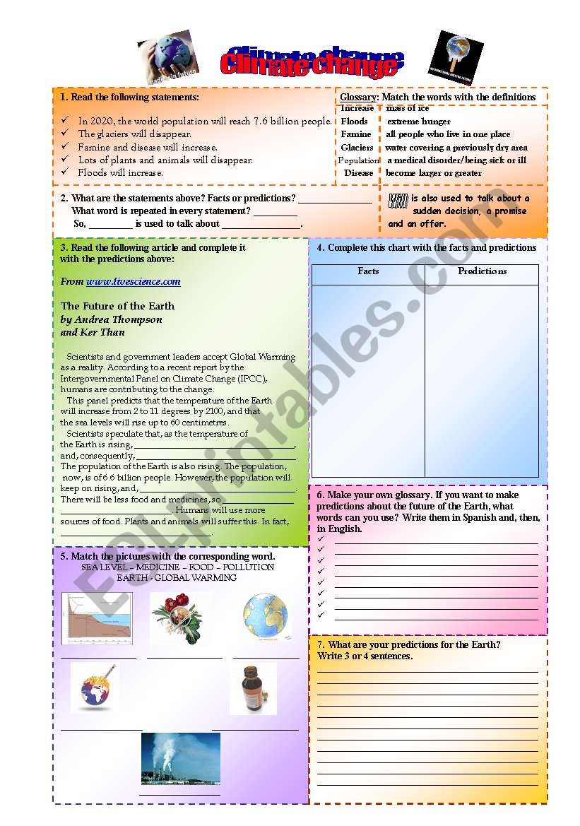 Climate change worksheet