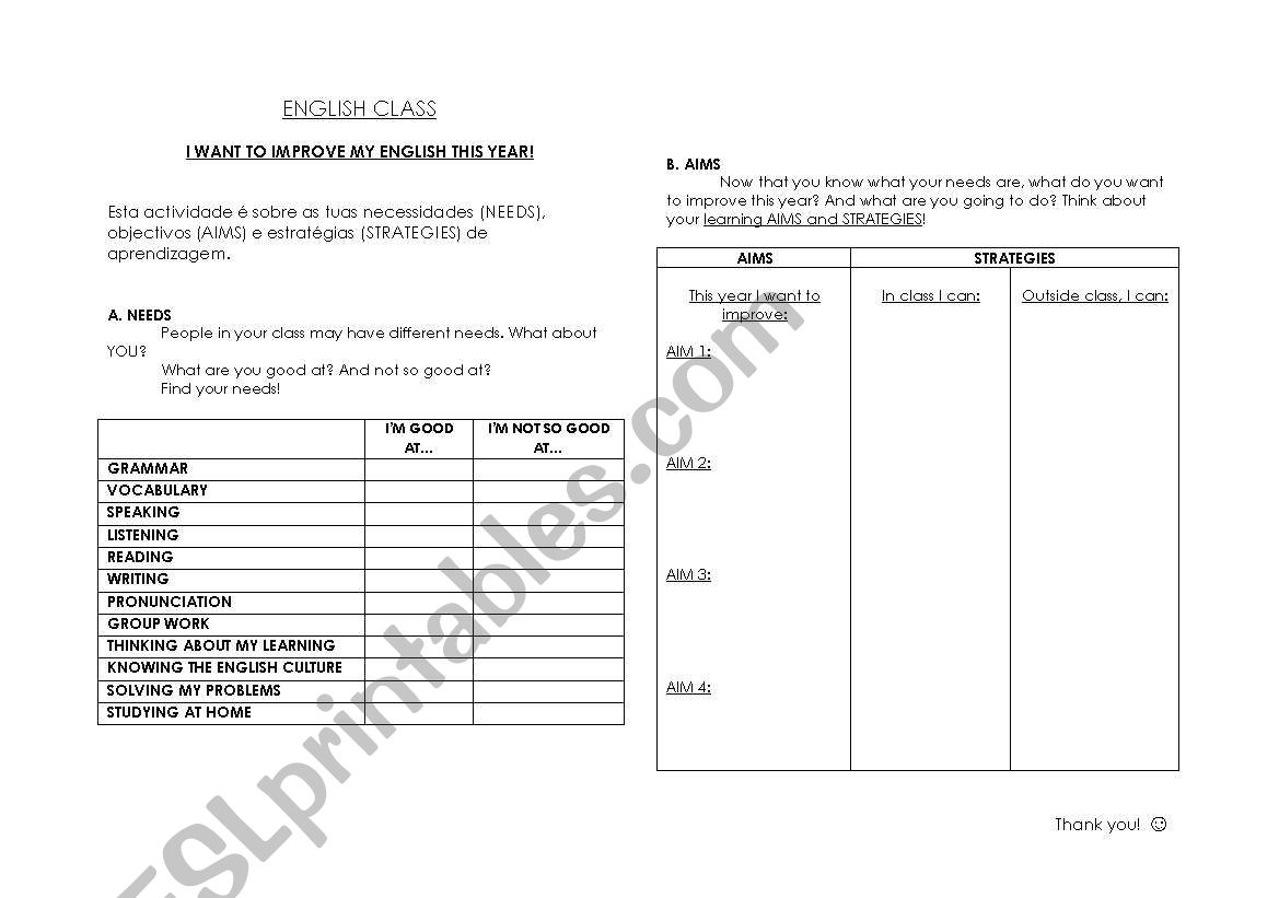 Aims Worksheet worksheet