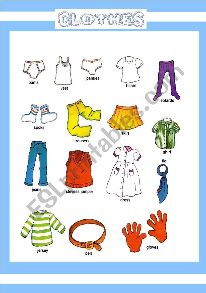 CLOTHES PICTIONARY worksheet