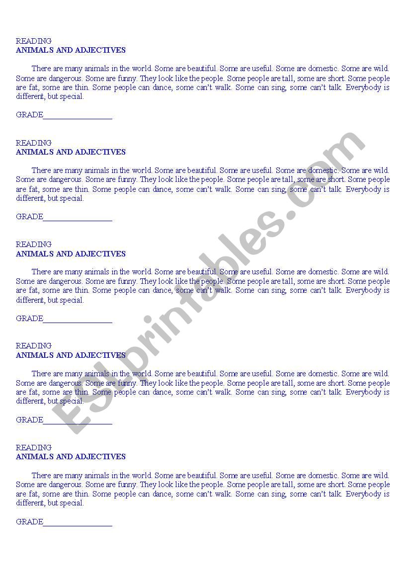 animals worksheet