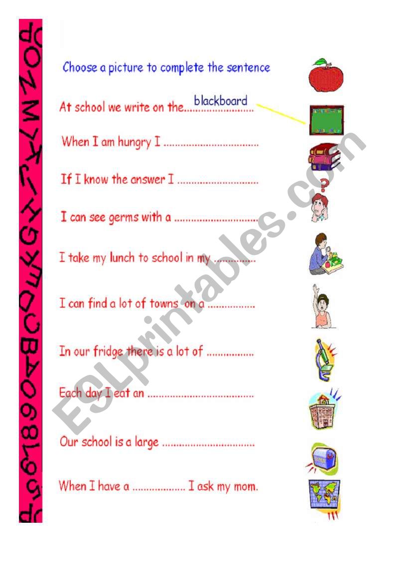 look, think and write worksheet