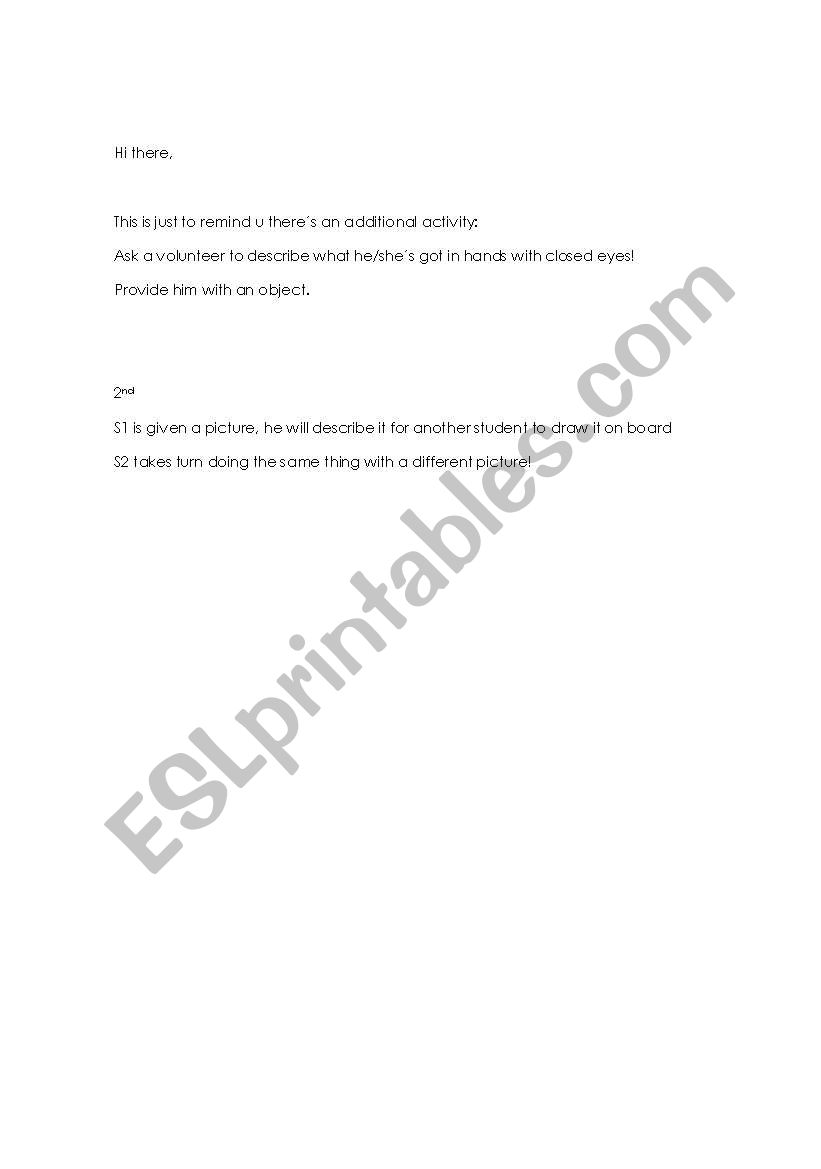 Describing Pictures worksheet