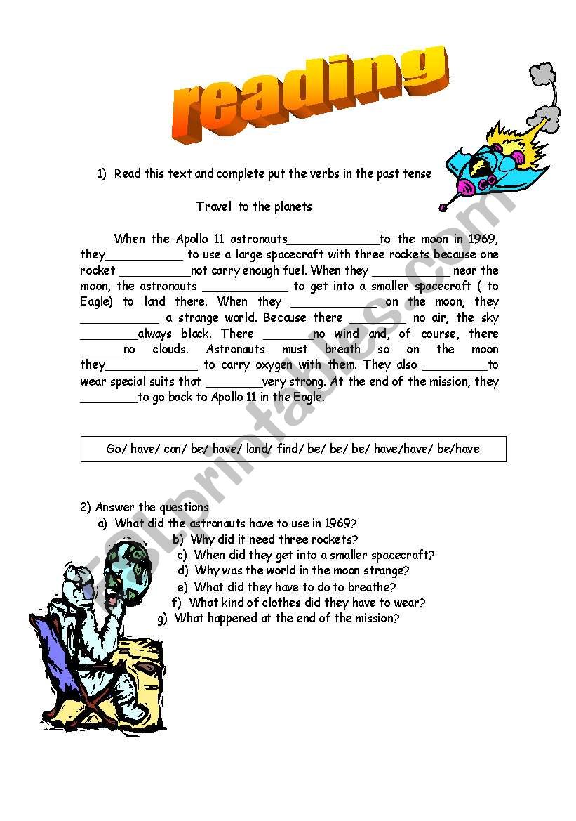 travel to the planet  worksheet