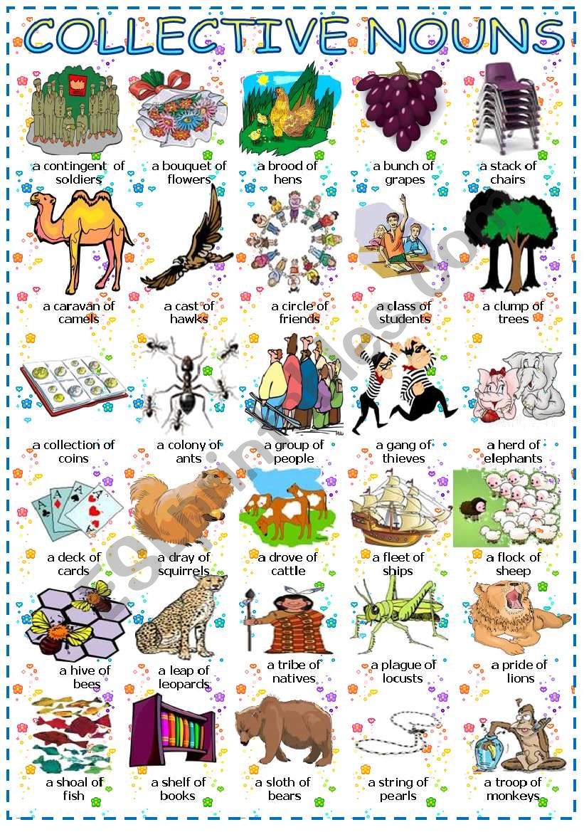 Collective nouns + of worksheet