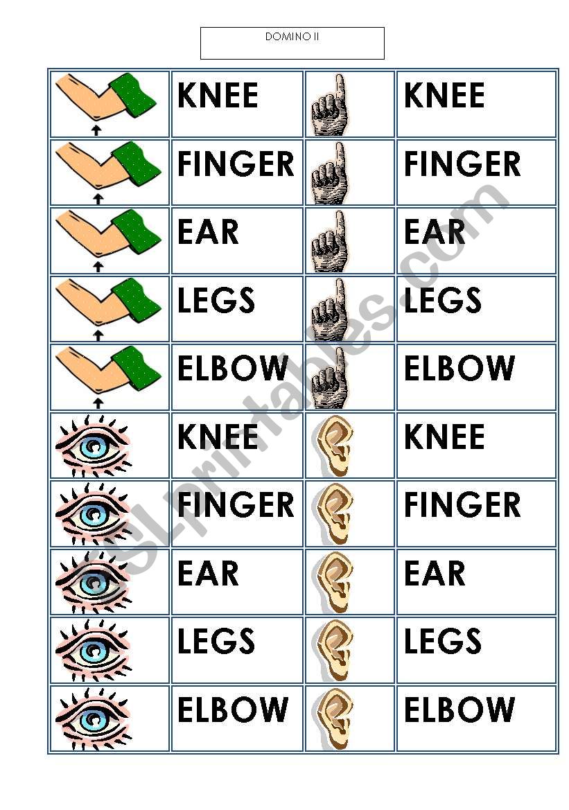 Body Part Domino - Cards (third page)