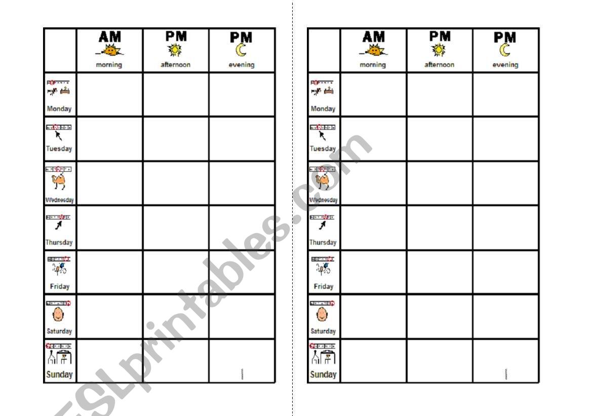 SCHEDULE CHART worksheet