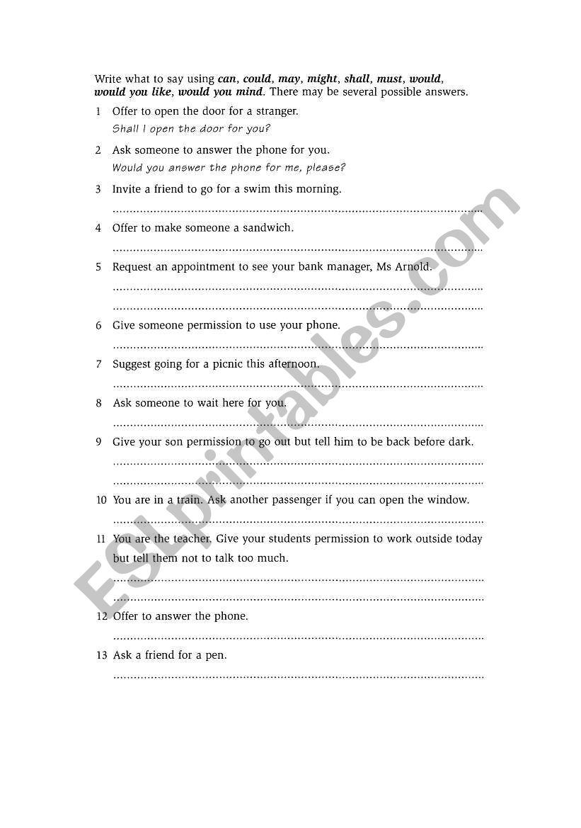 modals worksheet