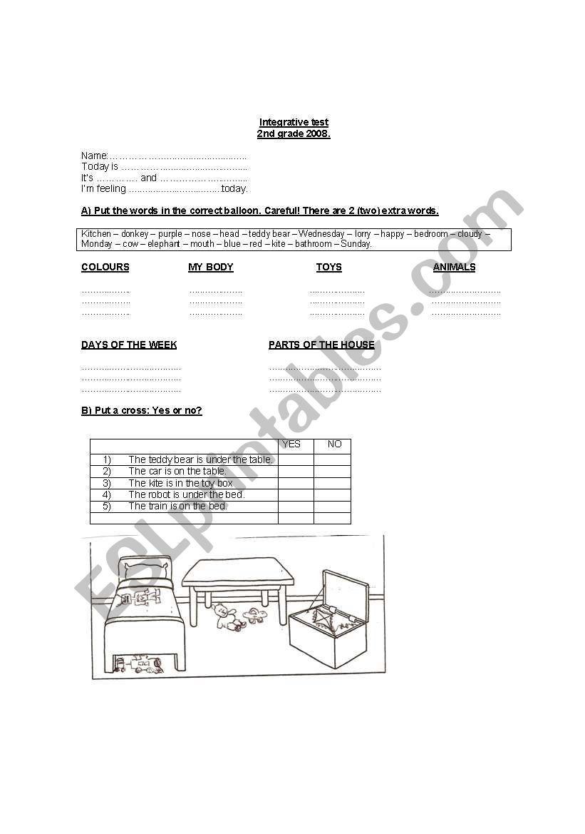 Integrative test worksheet