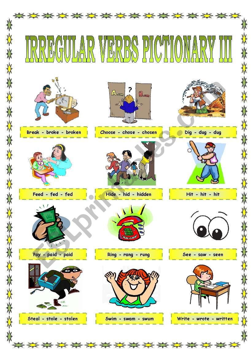 IRREGULAR VERBS PICTIONARY (PART III)