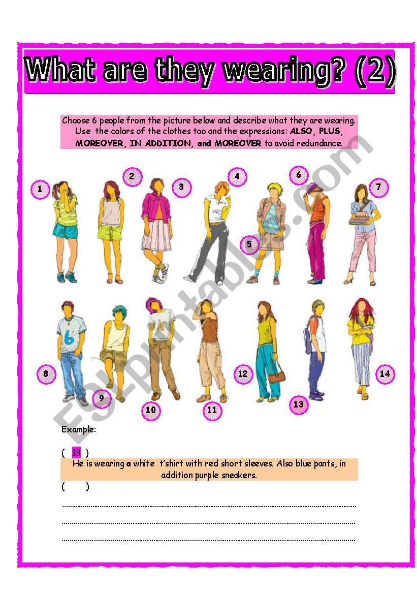 what are they wearing? (2) worksheet