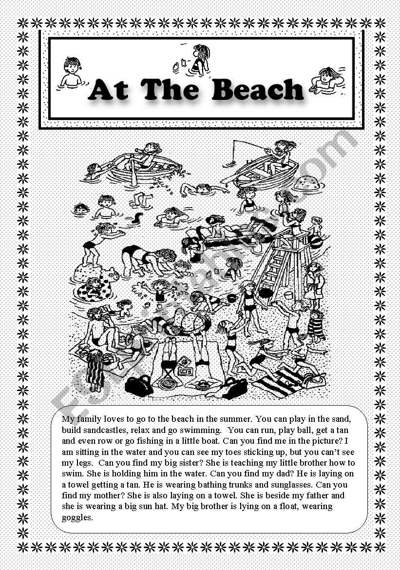 AT THE BEACH worksheet