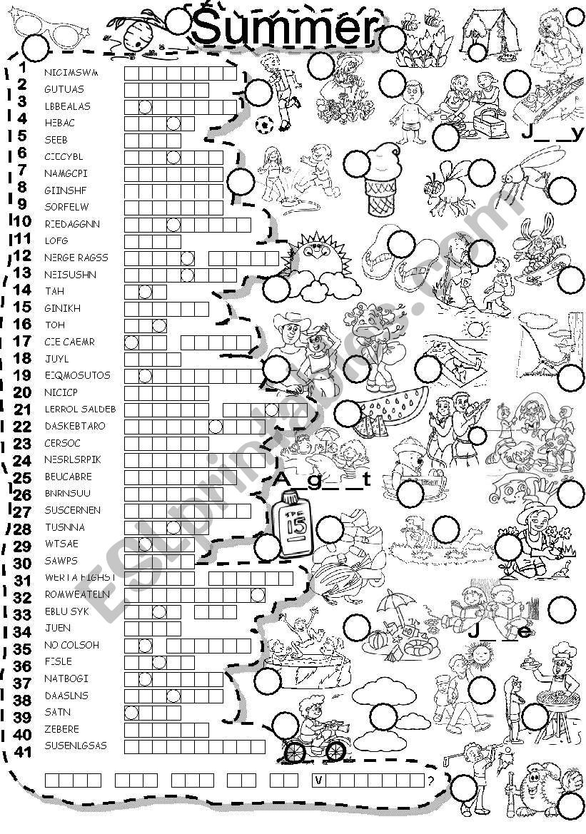 SUMMER PUZZLE VACATION worksheet