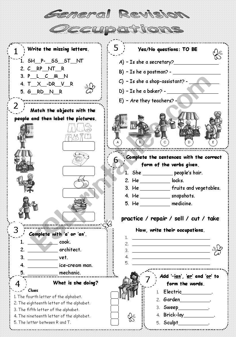 REVISION: OCCUPATIONS worksheet