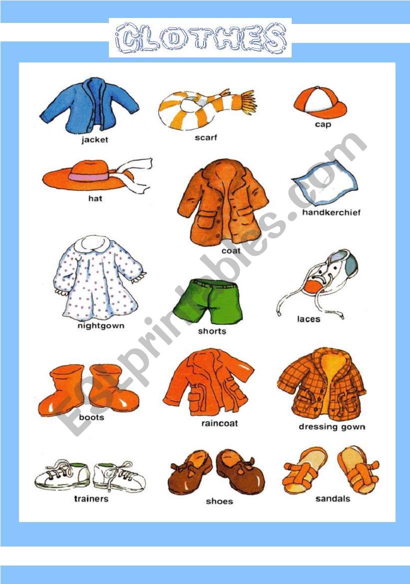 CLOTHES PICTIONARY 1 worksheet