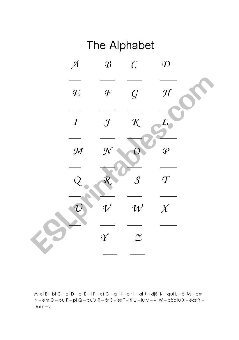 Learning the alphabet worksheet