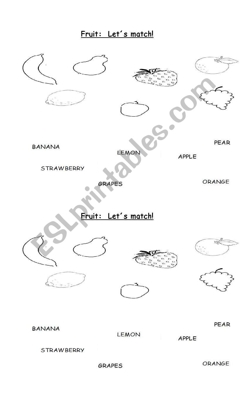 Fruit!  Lets match! worksheet