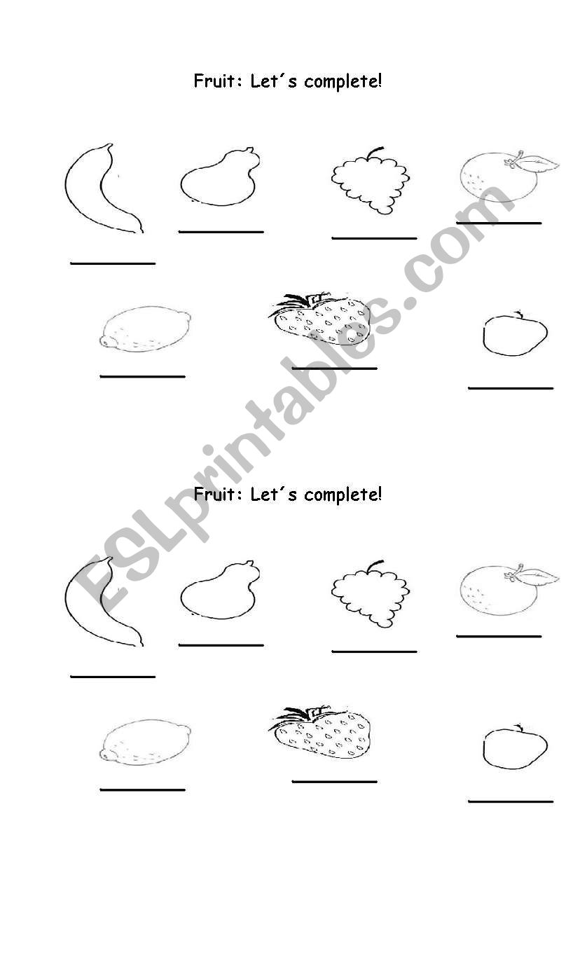 Fruit! Lets complete! worksheet