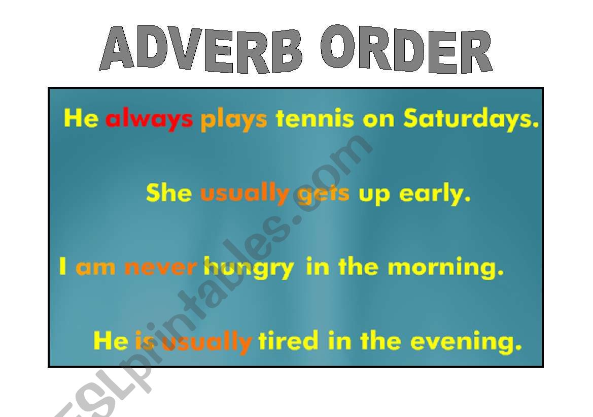 Adverb of Frequency Order worksheet