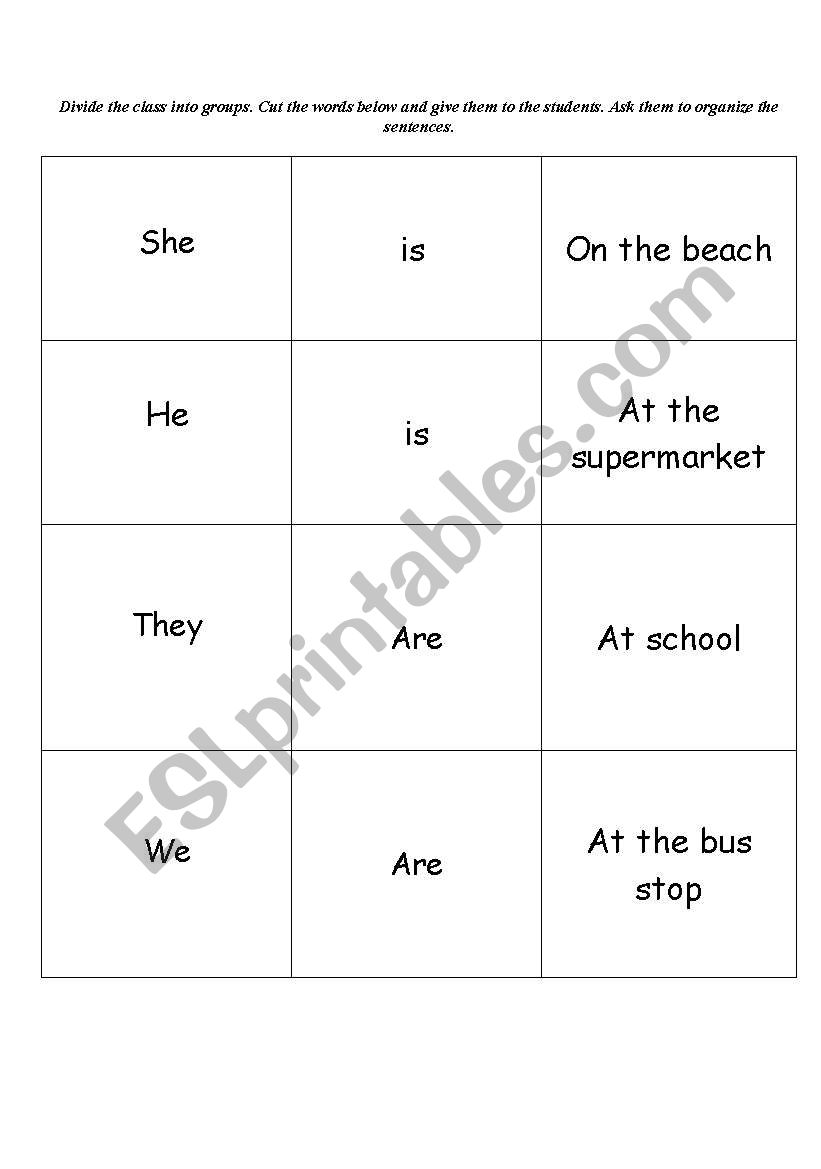 places worksheet