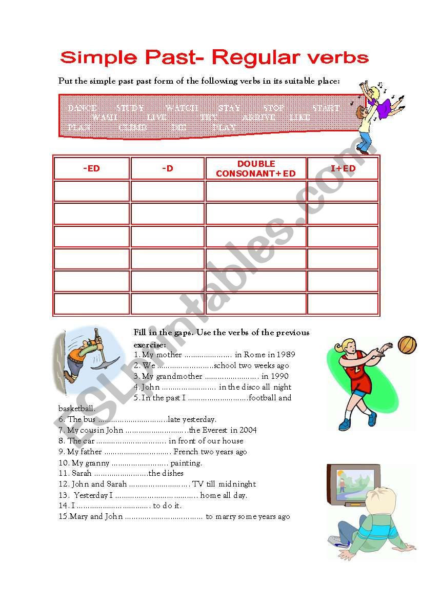 simple past-regular verbs worksheet