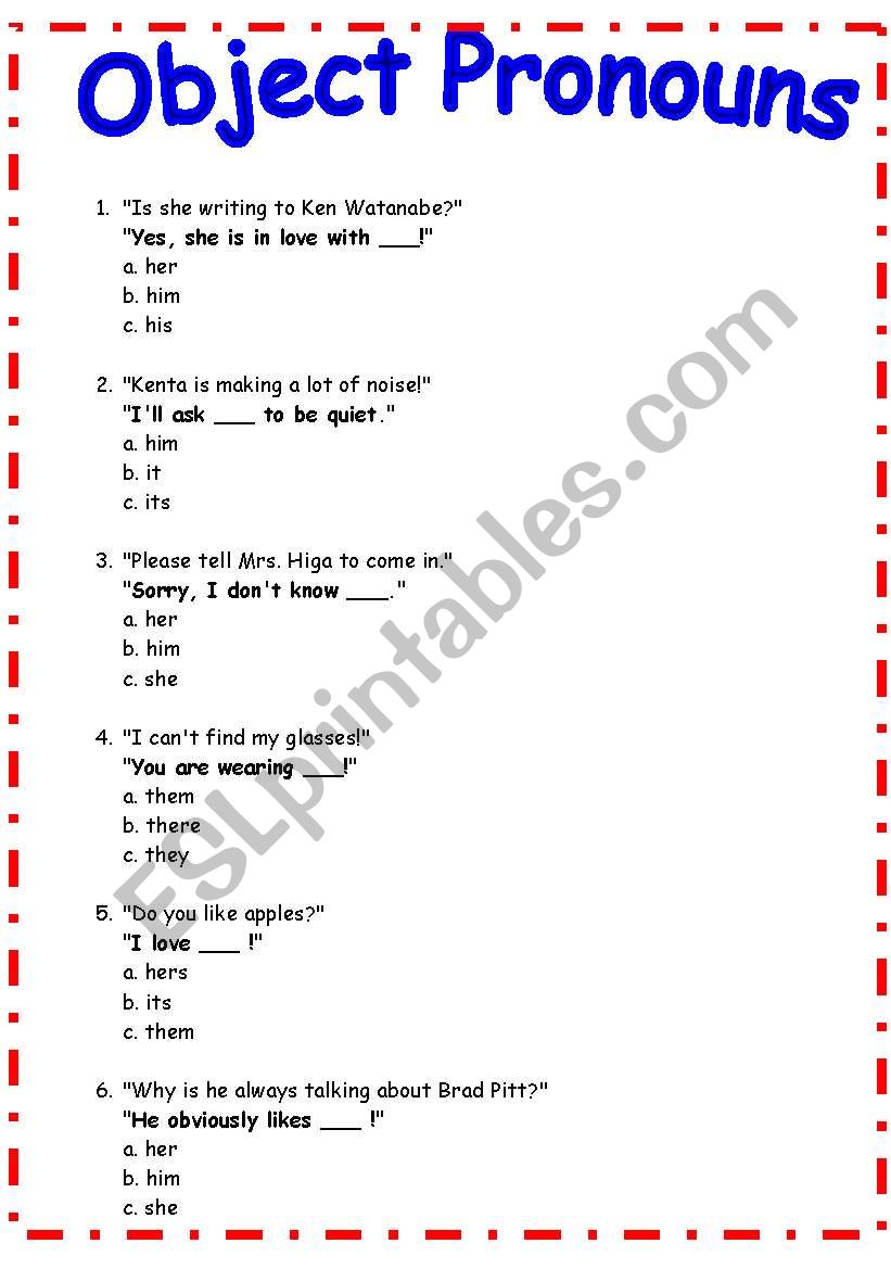 Object Pronouns worksheet