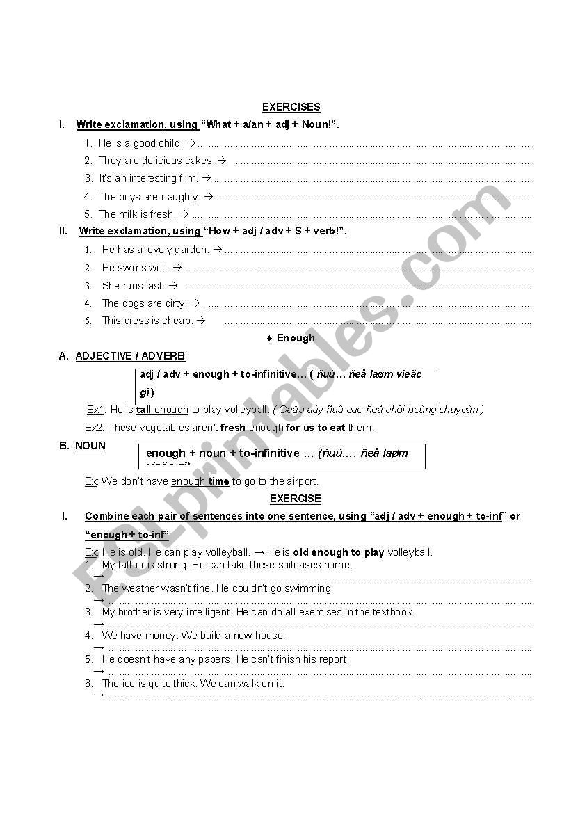 exclamation worksheet