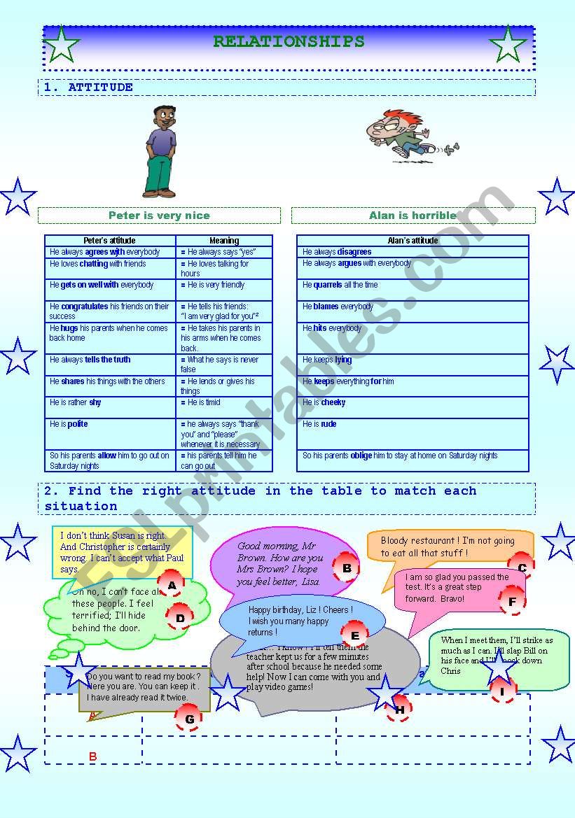 RELATIONSHIPS vocabulary ,activities and key for teachers