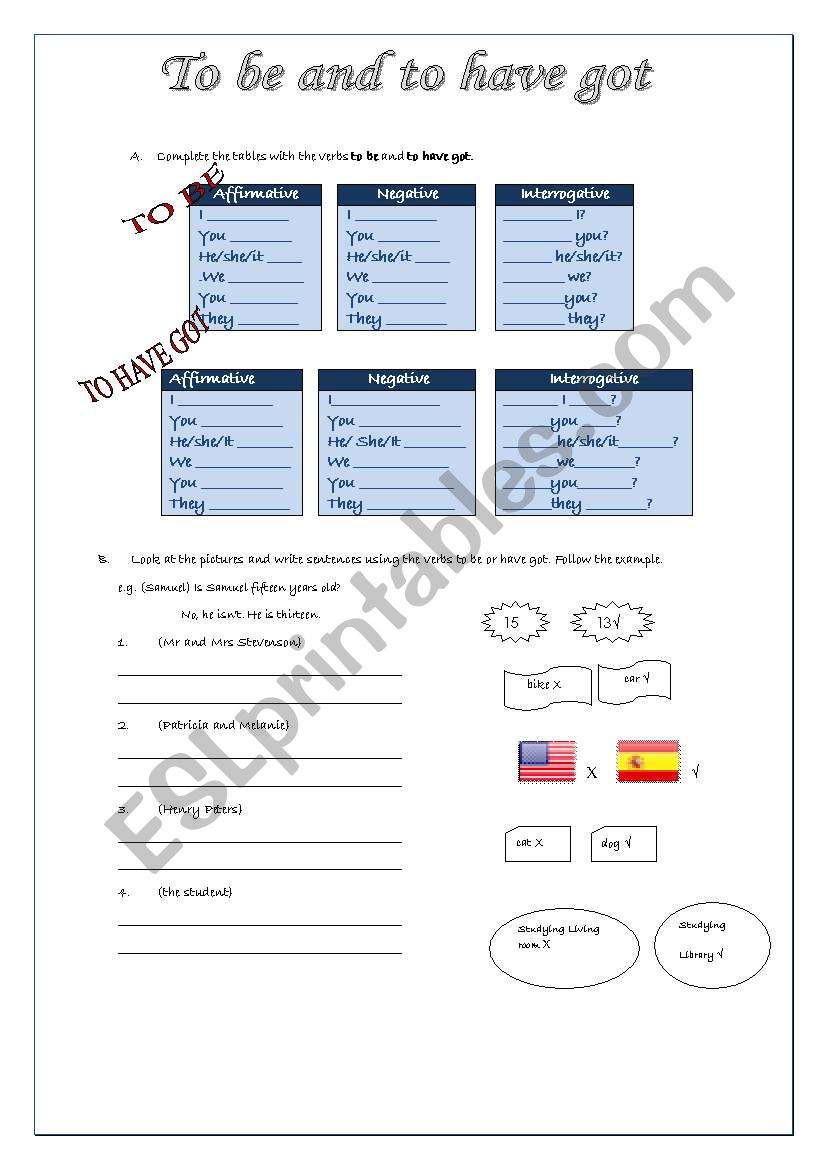 To be and to have got worksheet