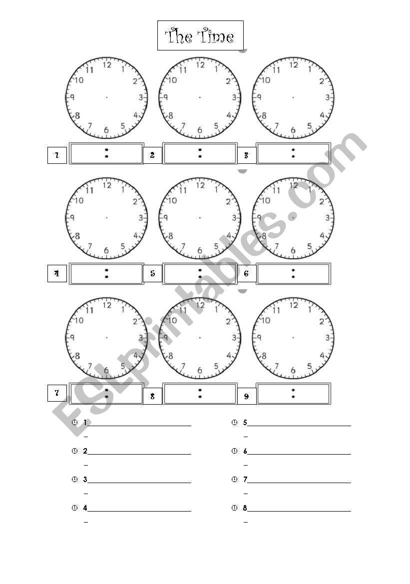 Clocks worksheet