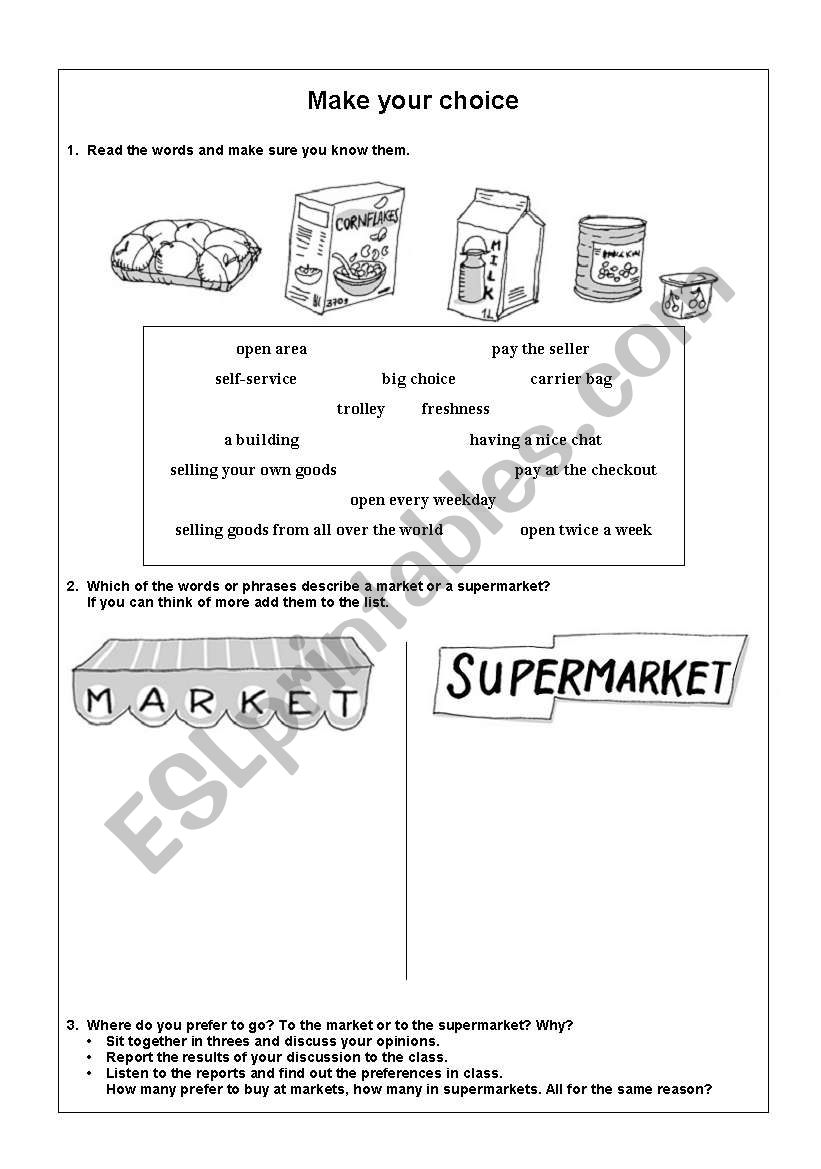 Make your choice worksheet