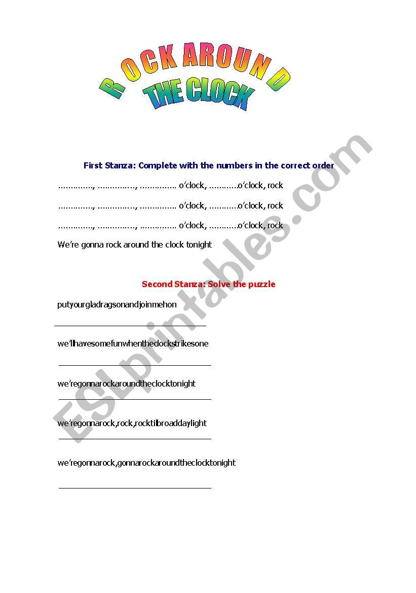 Rock around the Clock  worksheet