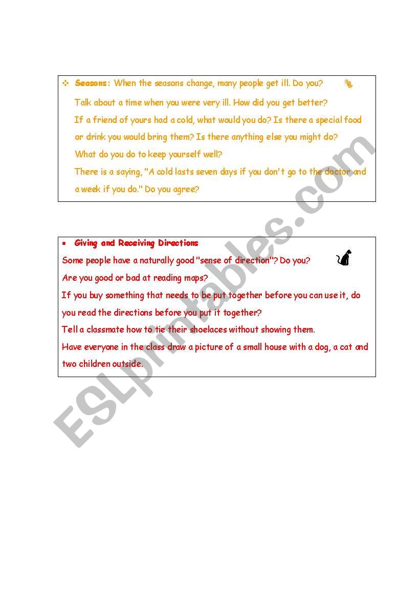 Topics for Conversation  worksheet