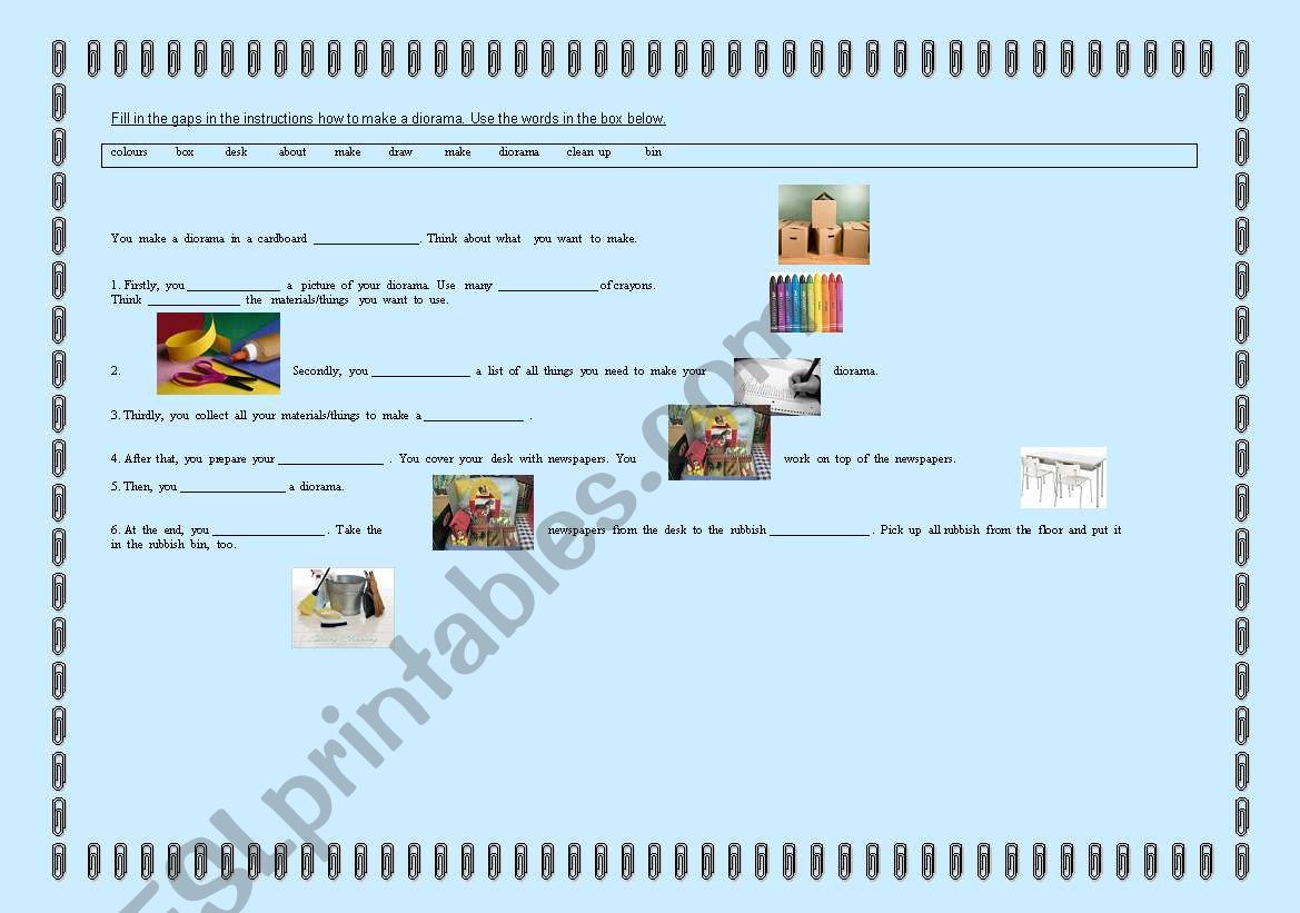 How to make a diorama worksheet