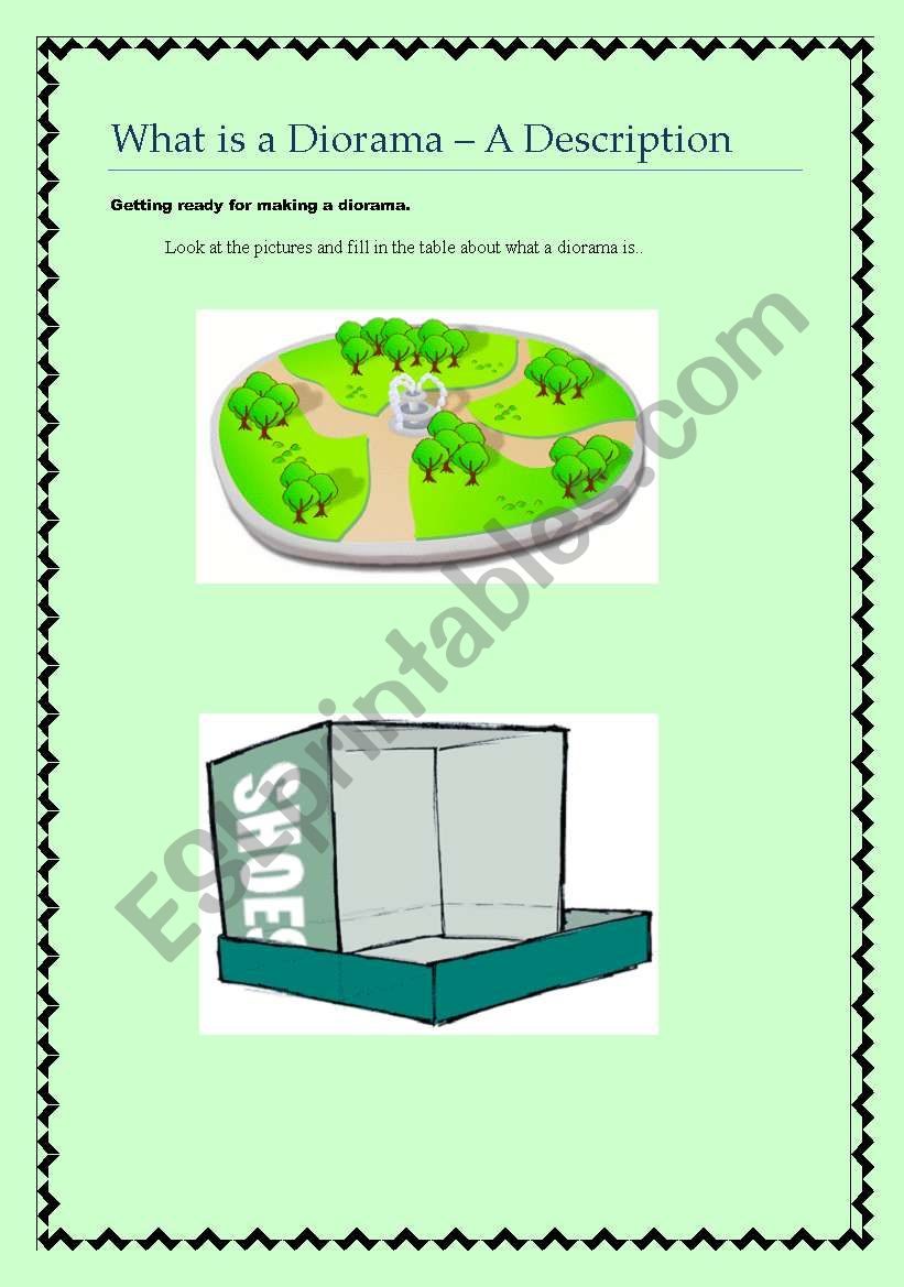 What is a diorama? worksheet