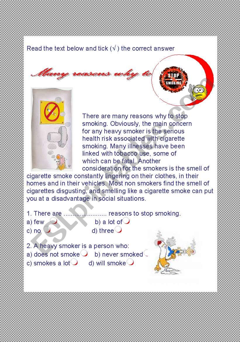 Stop smoking worksheet