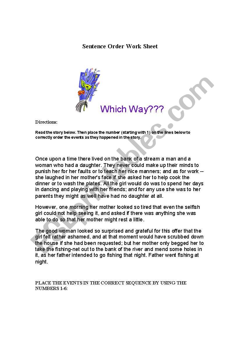 Sentence Order worksheet