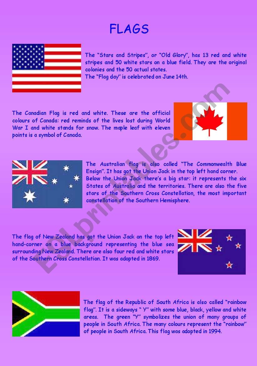 Flags worksheet