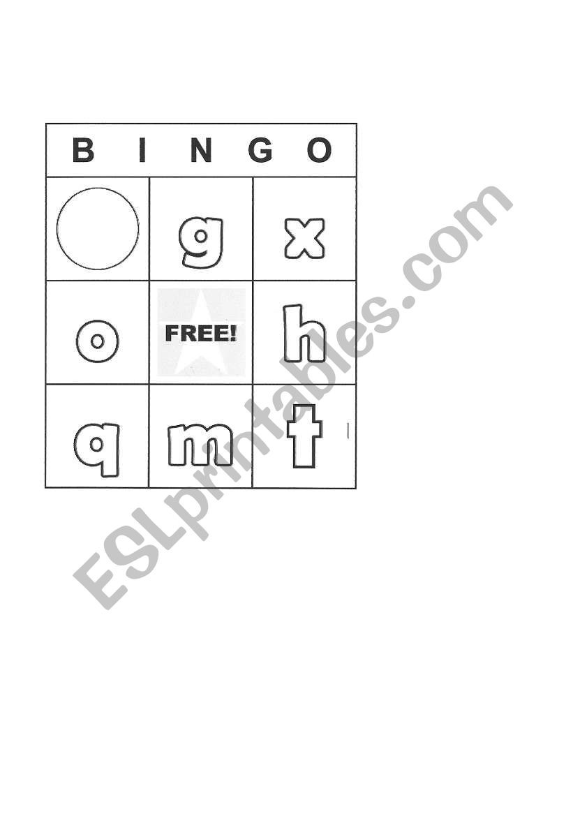 Alphabet Bingo worksheet